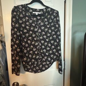 Veronica Beard Silk Black Floral Blouse